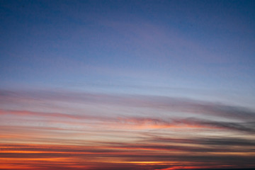 Cloudy sky on sunset with blue and yellow colors