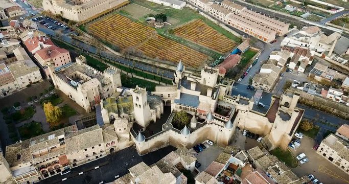Towers of castle Palacio Real de Olite. Spain