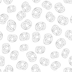 Pretzel seamless pattern on a white background. Hand drawn line drawing. Doodles. Packaging for baking, printing for textiles. Delicious pastries.Vector