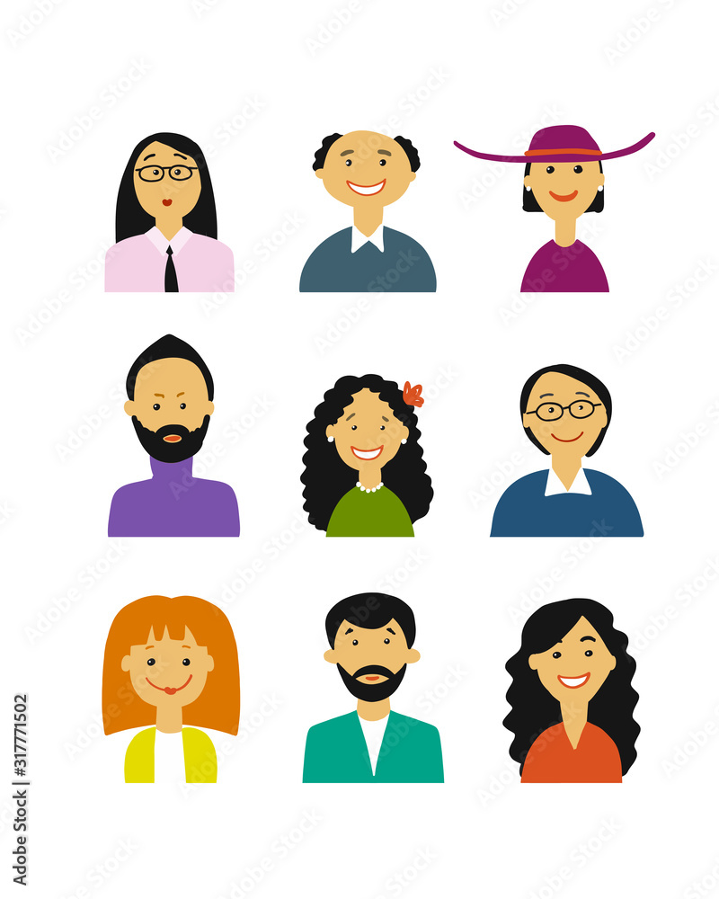 Wall mural business people, set of simple icons for ypur design