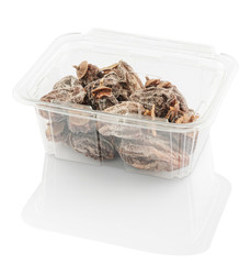 dried persimmon in a plastic food container,