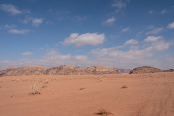 Vista panorámica del desierto de Wadi Rum, Jordania 