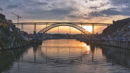 Fototapeta na wymiar Bridge at sunset