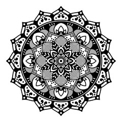 Mandala decorative round ornament. Can be used for greeting card, phone case print, etc. Hand drawn background, vector isolated on white. EPS 10 