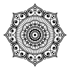 Mandala decorative round ornament. Can be used for greeting card, phone case print, etc. Hand drawn background, vector isolated on white. EPS 10 