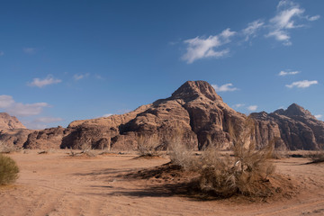 Vista panorámica del desierto de Wadi Rum, Jordania 