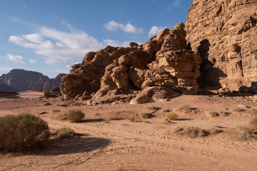 Vista panor&aacute;mica del desierto de Wadi Rum, Jordania 