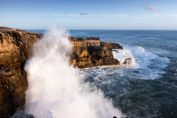 waves crashing on rocks. Boca do inferno, Cascais, Lisbon