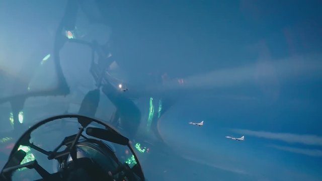 Two fighters near the bombers