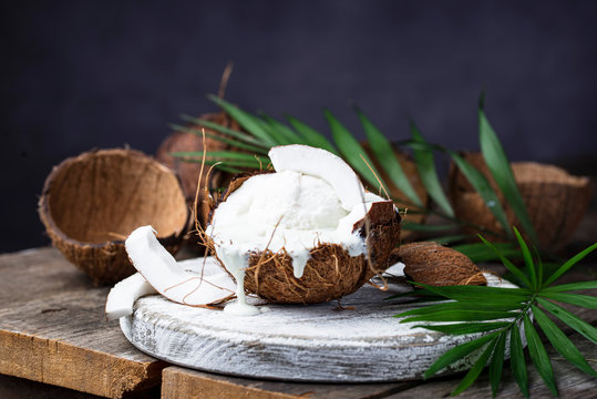 Coconut dessert with ice cream