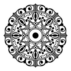 Mandala decorative round ornament. Can be used for greeting card, phone case print, etc. Hand drawn background, vector isolated on white. EPS 10 