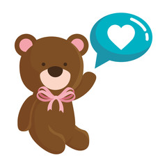 Obraz na płótnie Canvas cute teddy bear with speech bubble isolated icon