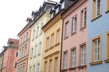 Fototapeta na wymiar Color buildings in Warsaw, Poland