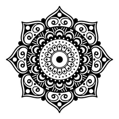 Mandala decorative round ornament. Can be used for greeting card, phone case print, etc. Hand drawn background, vector isolated on white. EPS 10 