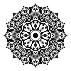 Mandala decorative round ornament. Can be used for greeting card, phone case print, etc. Hand drawn background, vector isolated on white. EPS 10 
