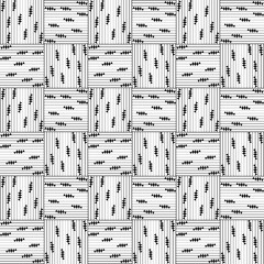 Seamless black and white vector background with triangles and lines in squares. Vector graphic illustration. - 317776920