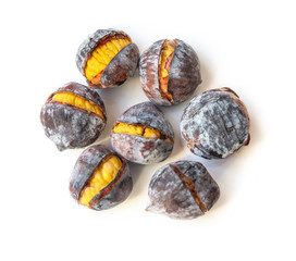 Bunch of roasted chestnuts