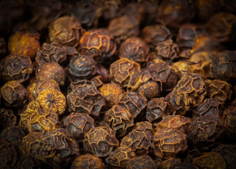 Peppercorns in cloase up macro