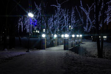 Night walks on new year's eve in the Park