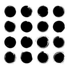 Black circle paint strokes set
