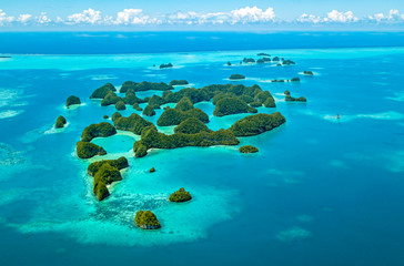 Palau, Aerial view of Seventy Islands