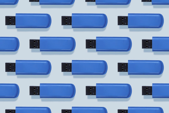 Studio shot of blue USB sticks