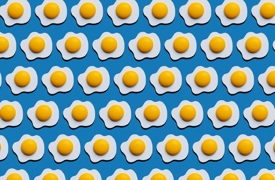 Fried egg pattern on blue background