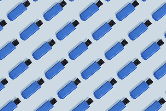 Studio shot of blue USB sticks