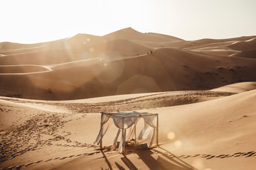 Photo scenary in Sahara desert at sunset