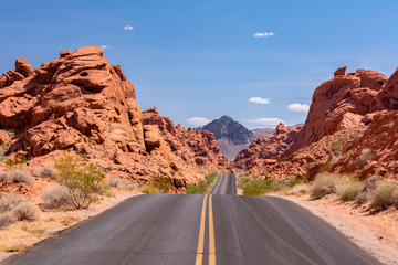 Mouse’s Tank Road in Valley of Fire State Park. Scenic Roads in Valley of Fire State Park, Nevada United States.