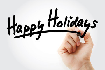 Happy Holidays text with marker, concept background