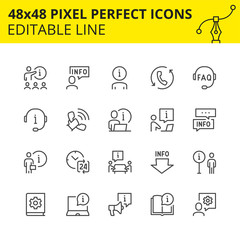 Editable Icons of Help and Support. Contains such Icons as Assistant, Online Help, Manual and more. Pixel Perfect 48x48, Scaled Set. Vector.