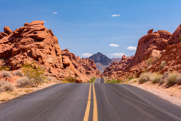 Mouse’s Tank Road in Valley of Fire State Park. Scenic Roads in Valley of Fire State Park, Nevada United States.