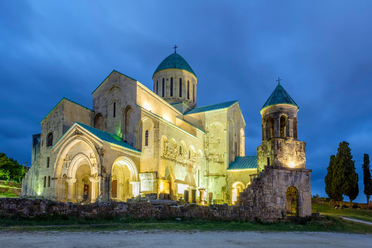 Bagrati Cathedral at dusk, Kutaisi, Imereti region, Georgia