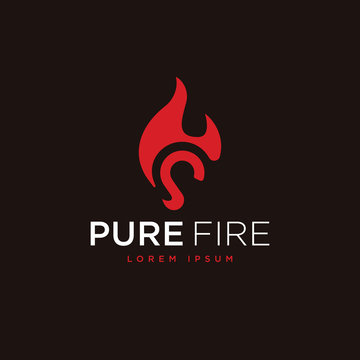 P letter initial with flames logo vector