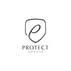 beautiful luxury minimal P letter initial shield logo template