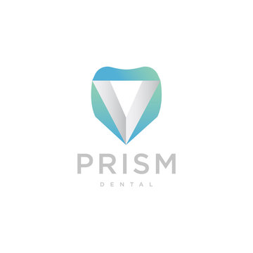 Prism teeth shape dental clean modern logo template