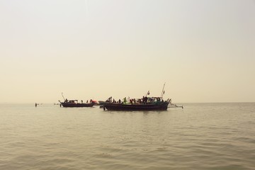 fishing boat at sunset