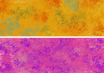 watercolor banner and background set isolated on white with colorful splatter and watercolor paper texture for websites, print, graphic, cards, posters, backgrounds and backdrops. 