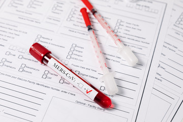 Test tubes with blood. nCov, Coronavirus test
