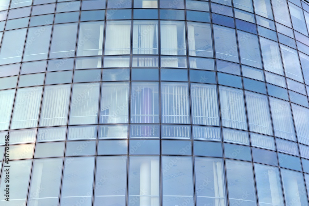 Wall mural abstract reflection of modern city glass facades