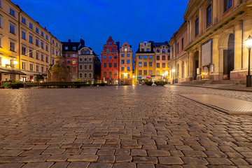 Fototapeta premium Stockholm. Square Sturtoret at dawn.