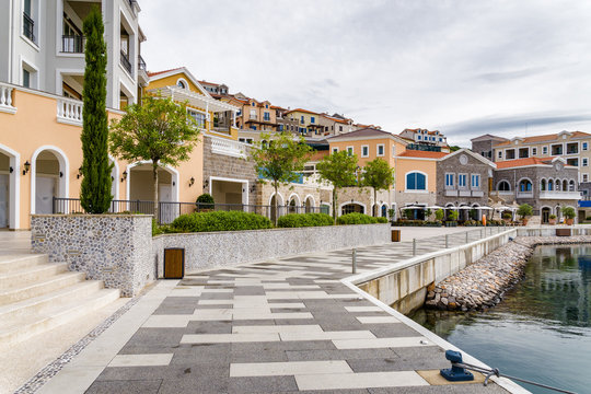 Cloudy view of Lustica bay, Montenegro.