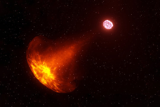 A neutron star sucks out a substance. Elements of this image were furnished by NASA.