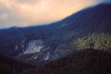 sunset in mountains