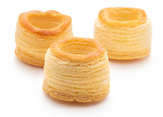 Vol au vent isolated on white background. Front view.