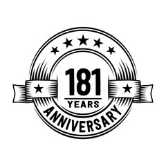 181 years anniversary celebration logotype. Vector and illustration.