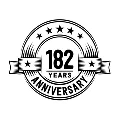 182 years anniversary celebration logotype. Vector and illustration.