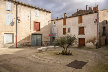 Fototapeta na wymiar Petite place de Saint Hilaire, Aude, Occitanie, France