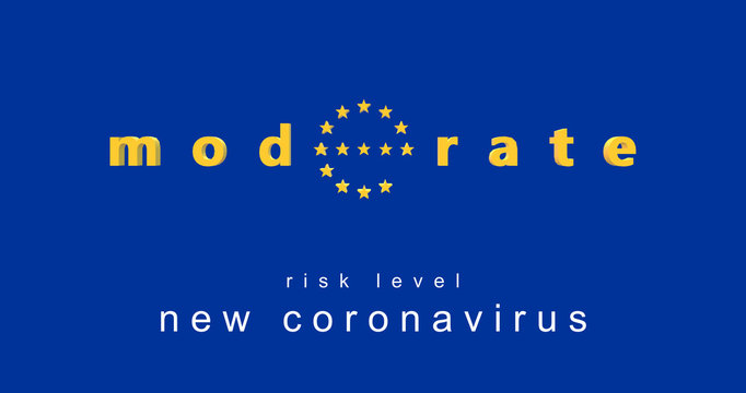 January 23, 2020 The European Commission declares a Moderate Level of risk for the new coronavirus virus that emerged in China. 3D illustration with the EU stars and colors of the European Union flag.